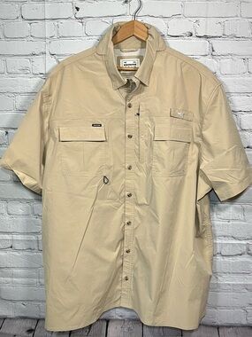 KastKing Fishing Outdoor Vented Shirt Mens 3XL Beige Pockets Short Sleeve
